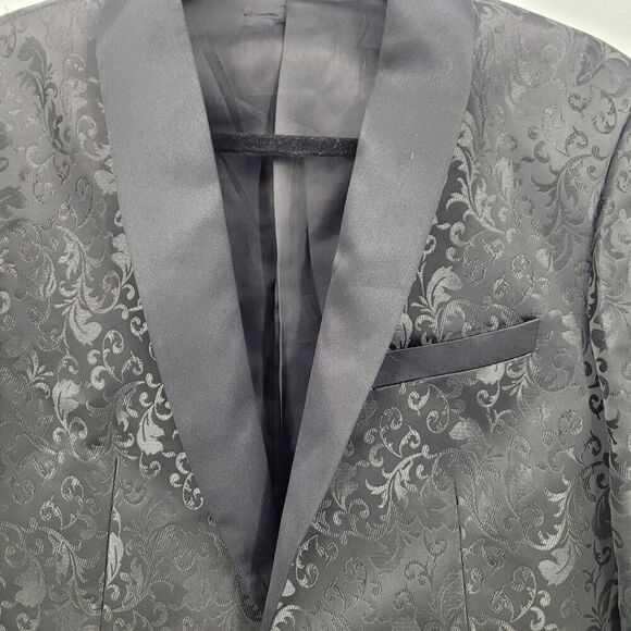 Avanti Milano Paisley Black Jacquard Tuxedo Jacket L Satin Shawl Androgynous - Picture 3 of 11